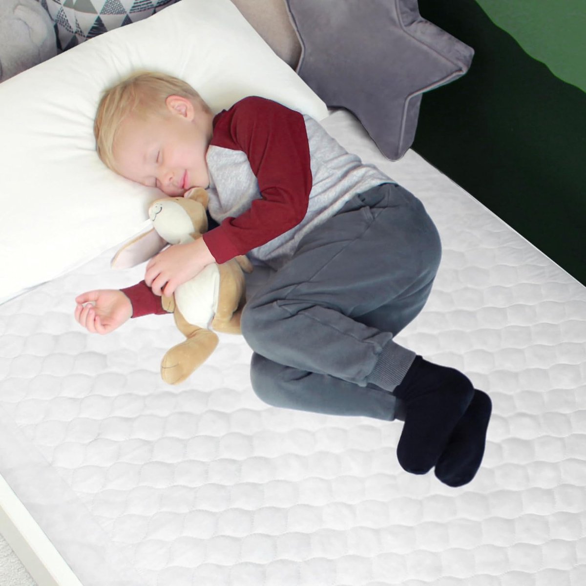 Sheets Waterdichte Matrasbeschermer voor Kinderen – Wasbaar en Sterk Absorberend – Met Instopbare Zijkanten – Eenpersoonsbed (White)