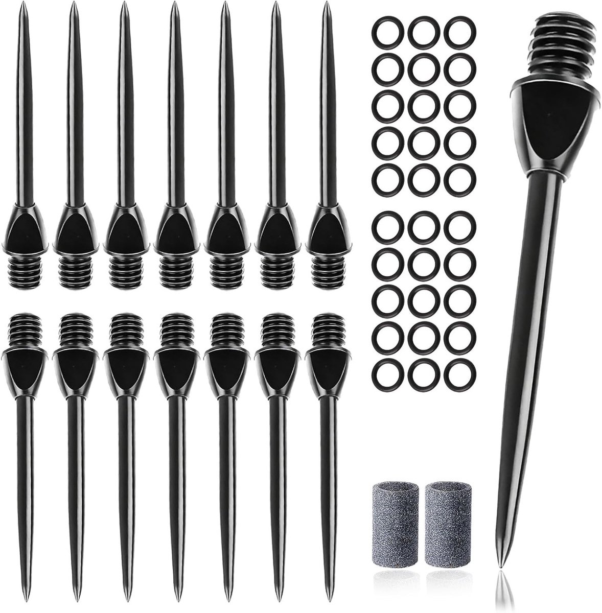 Set van 15 Stalen Dartpunten met 30 Rubber Ringen en Dartvleugels, Ideaal voor Softdart Spelletjes en Precisie Schietervaring