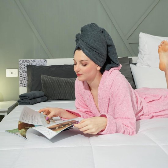badjas voor dames en heren met capuchon, badstof van 100% katoen Oeko-Tex, zacht, absorberend, Italiaans design — afbeelding 3
