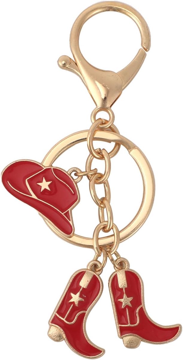 Western Cowgirl Sleutelhanger, Rode Cowboyhoed en Laars Sleutelhanger Schattige Creatieve Western Sieraden voor Vrouwen Paardenliefhebbers Unieke Cowgirl Accessoires