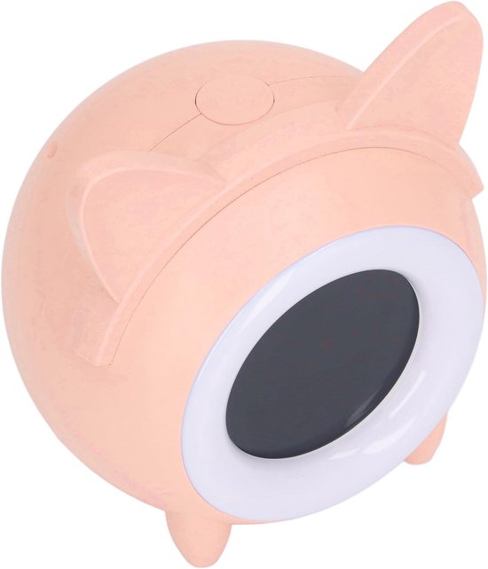 Kinderwekker Katvorm - Slaaptrainingsklok Peuters - Kinderen Wakker Maken - Met Nachtlampje - 13 x 10 cm - Roze — afbeelding 4