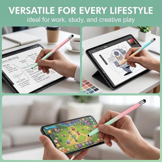 Set van 2 stylussen voor touchscreen-tablet, hoge precisie stylus met metalen behuizing, universele capacitieve pennen voor iPad, Samsung Galaxy, iPhone, Switch, touchscreen (14,3 cm) — afbeelding 3