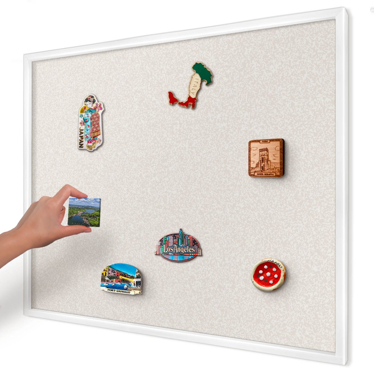 Artprintcave Romig Magneetbord mit Witte Lijst - 80x60 cm - Romige Textuur Magnetisch Bord Voor Magneten - Minimalist Memobord Keuken - Texturen