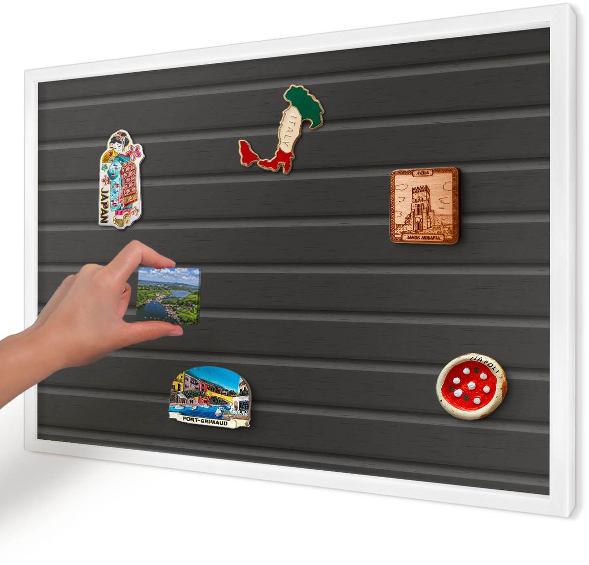 Artprintcave Zwart Magneetbord mit Witte Lijst - 60x40 cm - Paneeltextuur Magneet Bord mit Frame - Modern Magnetische Organizer - Texturen