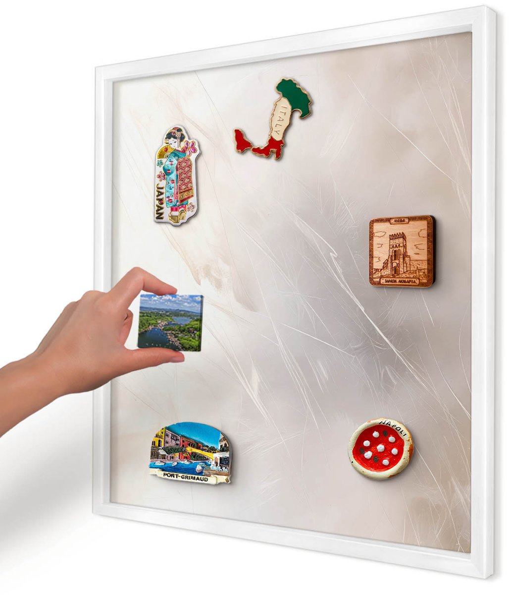 Artprintcave Wit Magneetbord mit Witte Lijst - 50x50 cm - Zachte Lichtheid Wandbord Magnetisch - Minimalist Magneetbord Voor Foto's - Achtergronden En Patronen