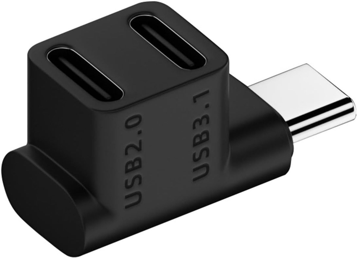 SnelShoppen - Type C Adapter - 2-in-1 Multifunctionele USB C Splitter Adapter - 100W - 10Gbps - 4K@60Hz - OTG Functie - USB 3.1 en USB 2.0 - Voor Data