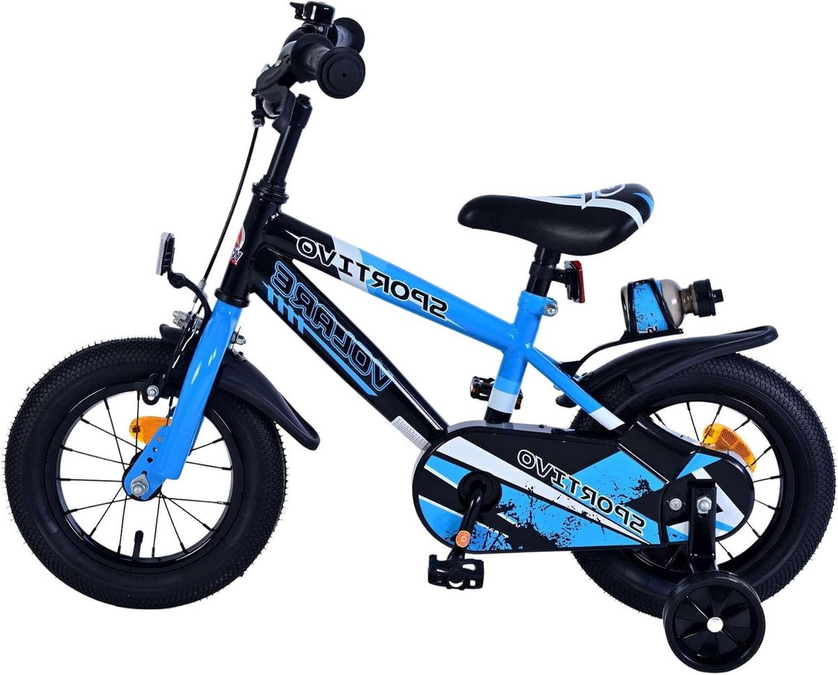 Kinderfiets Jongensfiets Fiets Leren Fietsen Gesloten Kettingkast 12 inch Blauw Zwart