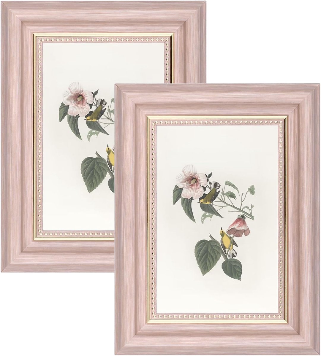 SnelShoppen - Set van 2 Vintage Fotolijsten 10x15cm, Shabby Chic Foto Lijsten Retro voor Muur en Tafel, Staande Fotolijsten Horizontaal & Verticaal, R