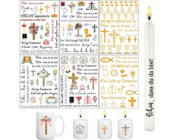 Yolistar Pack of 6 A5 Christening Candles Stickers, Communion Says, Stickers, Decorating Candles, Baby Candle Tattoo - ShopVlot