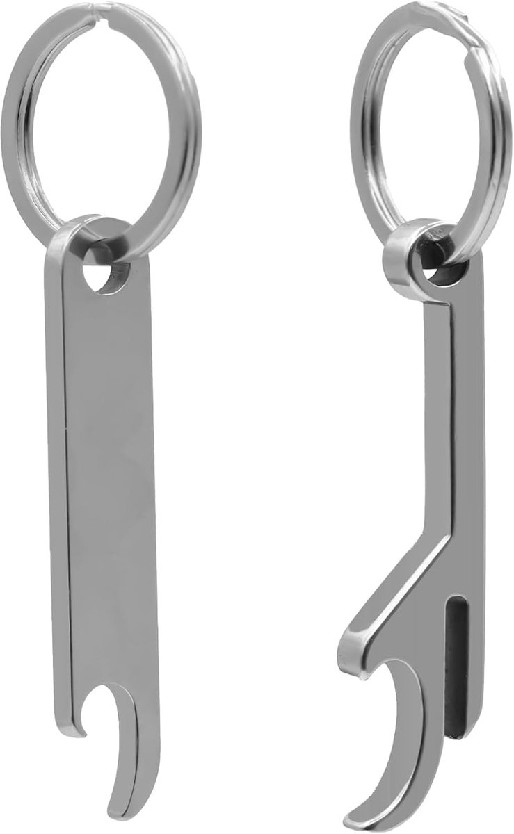 Flesopener sleutelhanger 2 stuks - RVS - multifunctioneel - ideaal voor feesten - ShopVlot