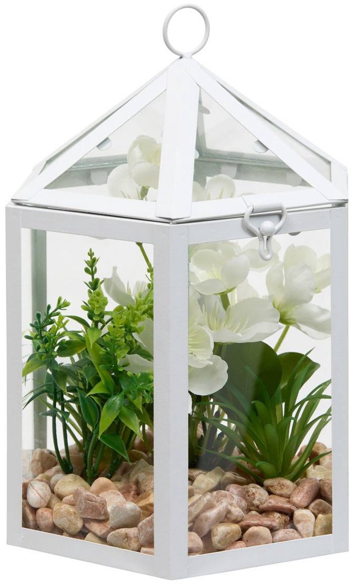 Terrariumkooi met kunstbloem H23 cm FLEUR DE ROSE