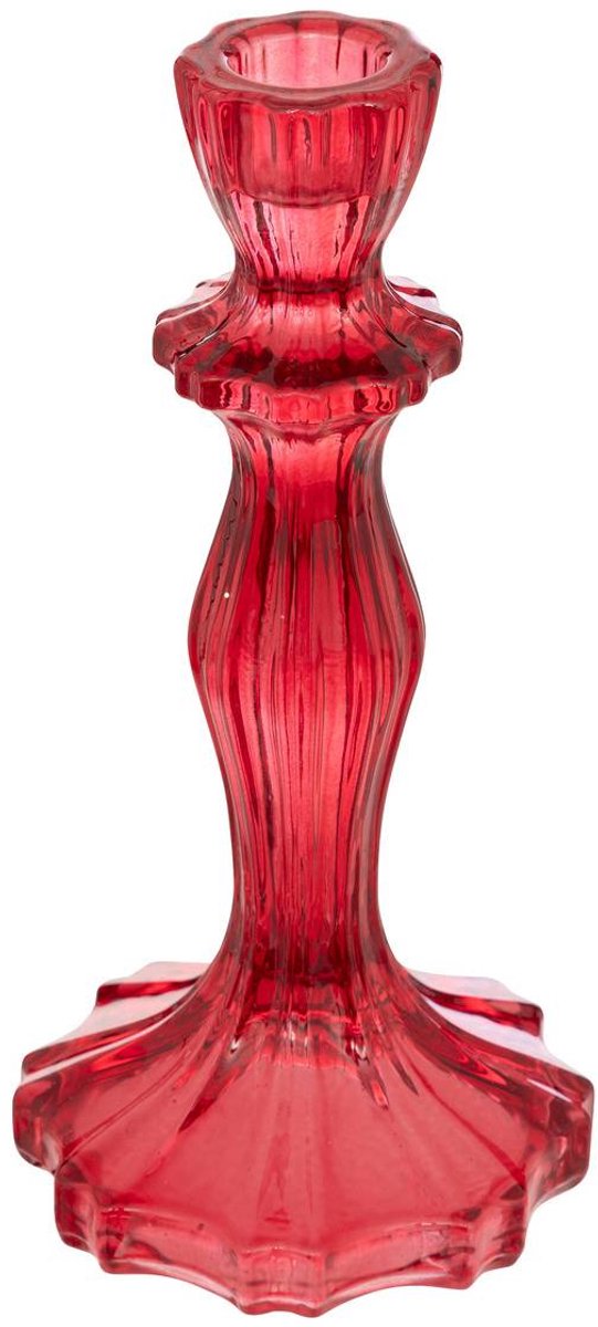 Kandelaar H20 cm rood glas