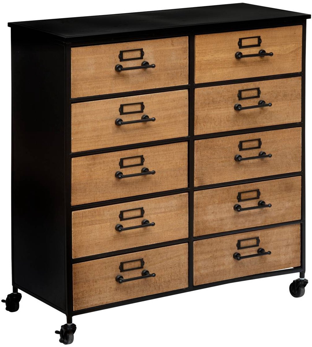 Atmosphera Créateur d'intérieur® Dubbele ladekast met 10 laden en wieltjes BARIS Noir