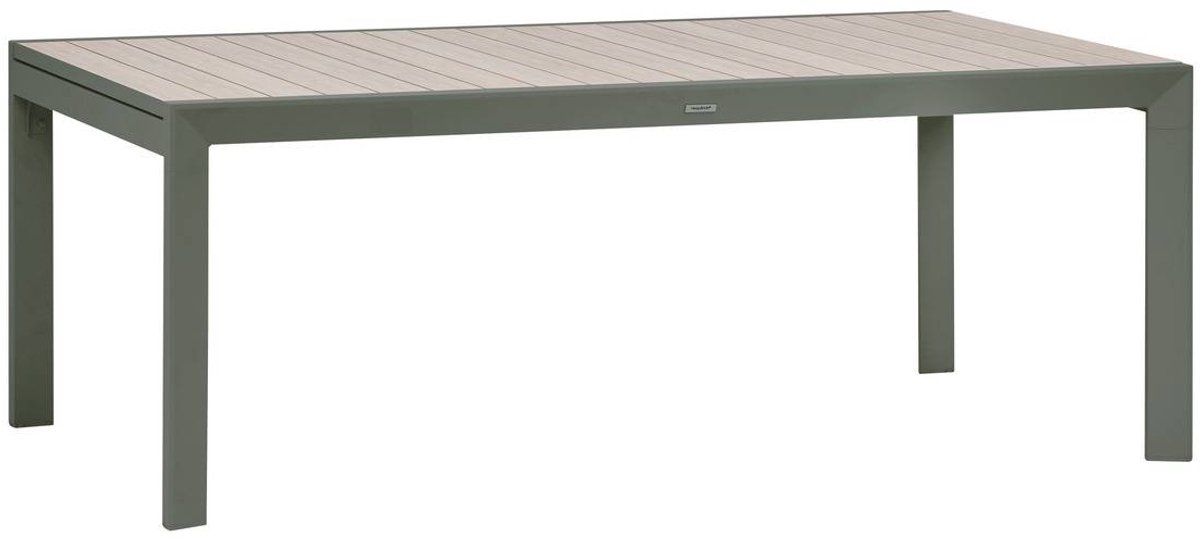 Uitschuifbare tuintafel voor 12 personen van aluminium met houtlook ÉVASION