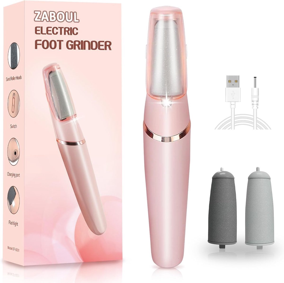 Thijox - Elektrische Eeltverwijderaar - Oplaadbare Pedicureset voor Voetverzorging - Voor Harde, Dode en Droge Huid - Roze - Ideaal voor Thuisgebruik