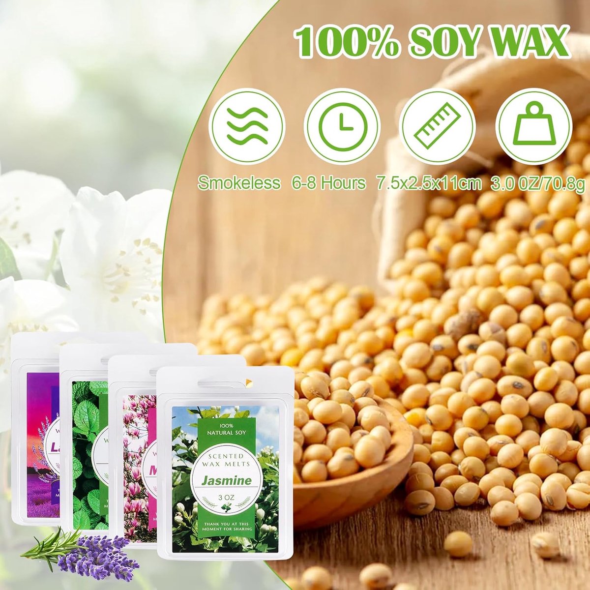 SnelShoppen - Fragrance Wax voor Geur Lamp, 8 Stuks Geur Wax Melts van Soja, Luxe Geuren voor Feestdagen, Bruiloften, Verjaardagen, Valentijnsdag, Ker