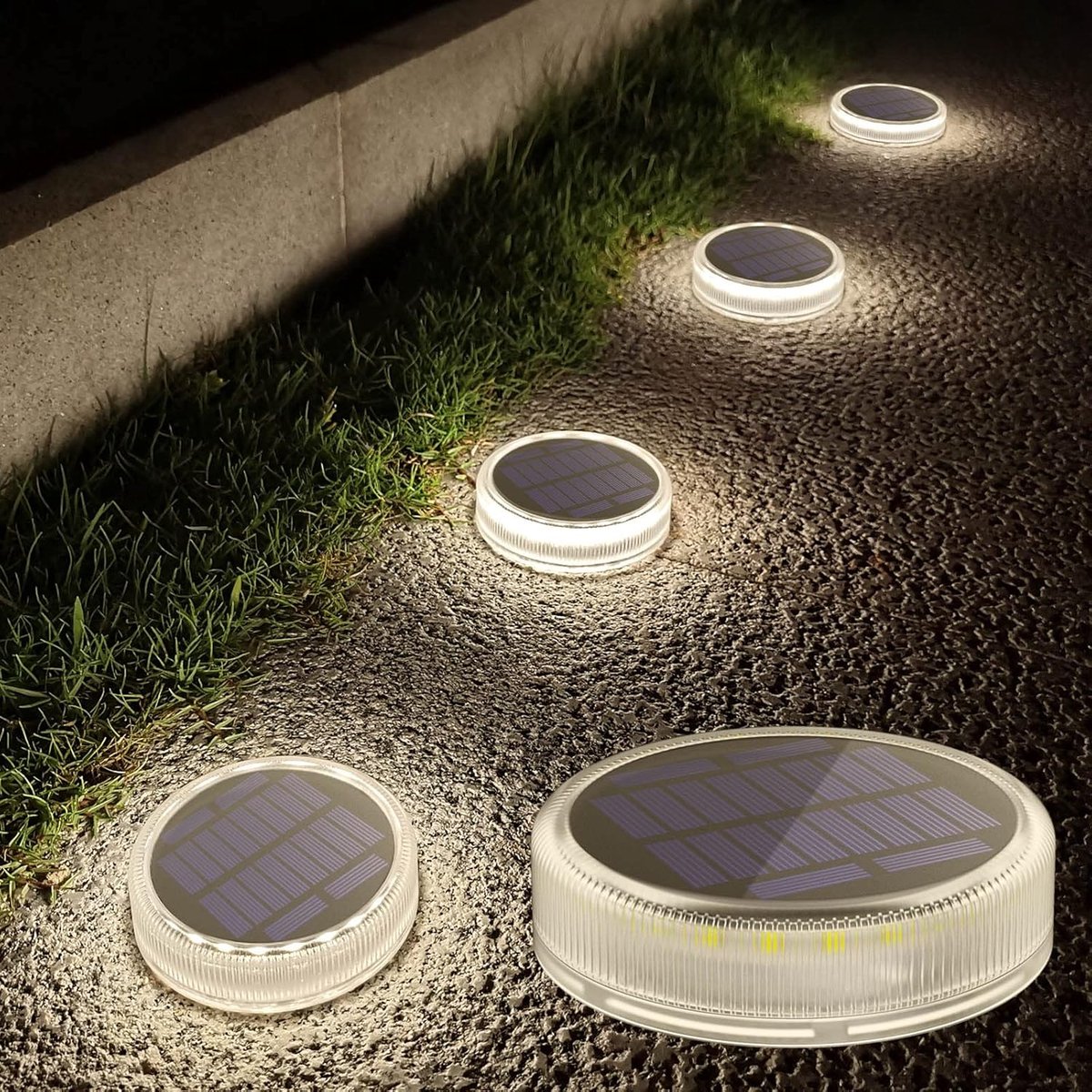 SnelShoppen - 4 Solar Tuinlampen, Buitenverlichting, IP68 Waterdichte Tuinlampen, Trapverlichting, Decoratieve Verlichting, 4000K Wit, 30 Lumen, Voor