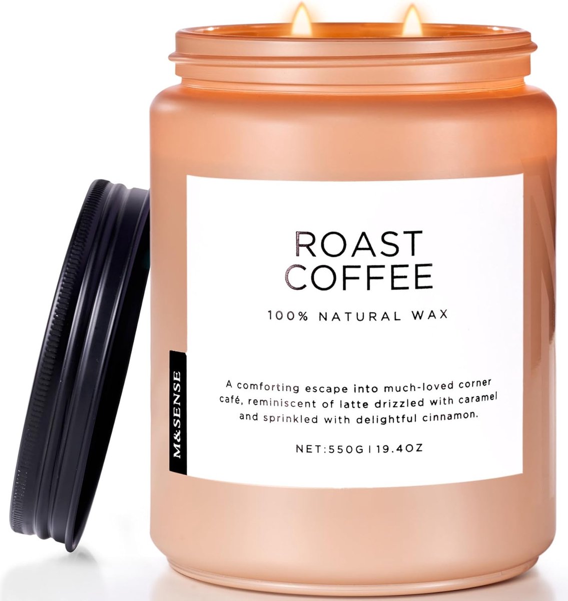 SnelShoppen - Geurkaars Coffee 2-wick Jar 550g - 110 Uur Brandtijd - Organic Natuurlijke Sojawas Kaars voor Slaapkamer Keuken Huisdecoratie - Duurzaam