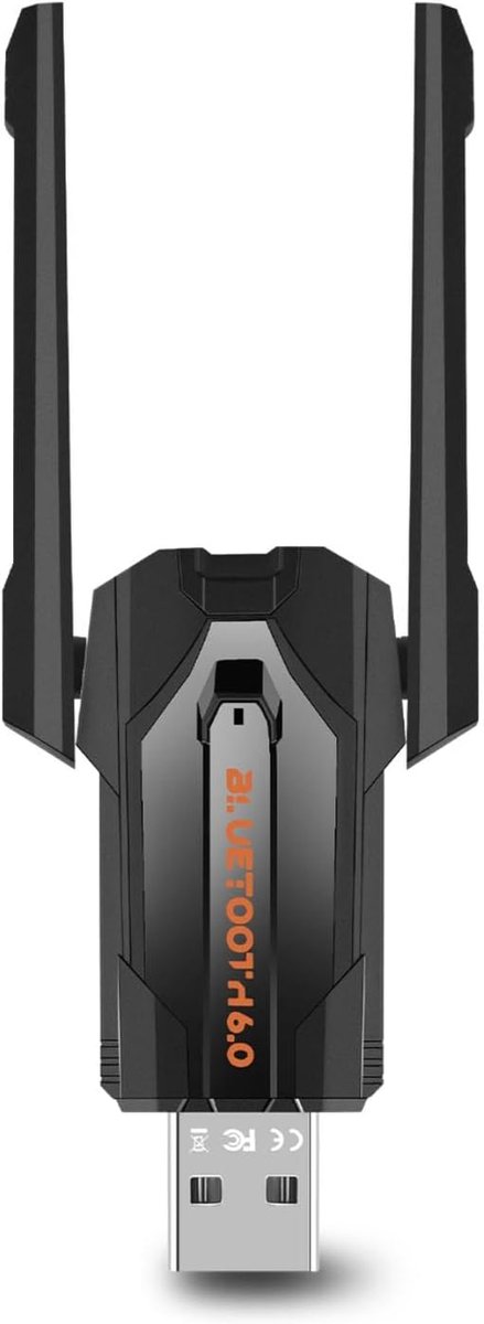 SnelShoppen - Bluetooth 6.0 USB Adapter voor PC/Laptop met Dual Antenne, 150m Bereik, Compatibel met Bluetooth 5.4/5.3/5.2/5.1/5.0/4.0/3.0/2.0, Ideaal