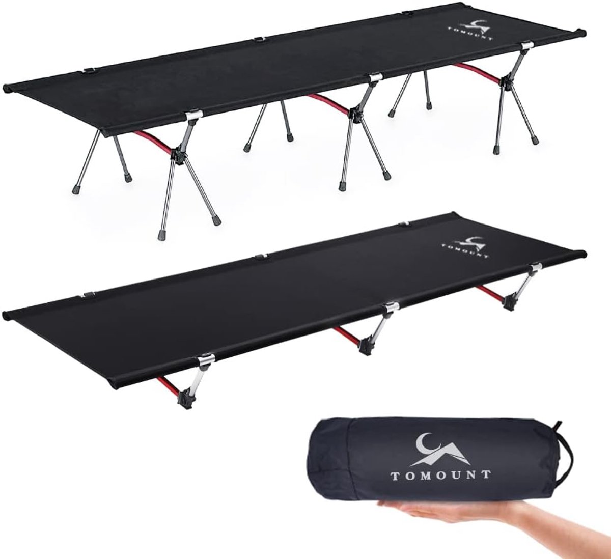 SnelShoppen - Lichtgewicht Campingstoel Aluminium Vouwbed Compact Reisbed voor Balkon Tuin Tenten Outdoor Hiking Hoogte Verstelbaar