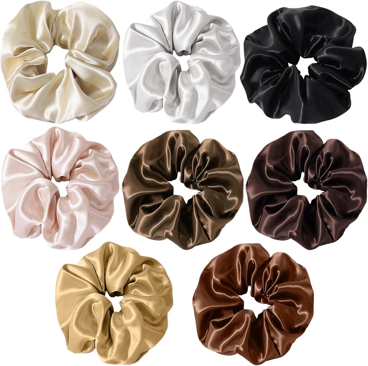 SnelShoppen - 8 Stuks Satin Haarbanden - Zachte Elastische Scrunchies voor Alle Haartypen - Premium Katoenen Invisibobble, Luxe Haaraccessoires voor F