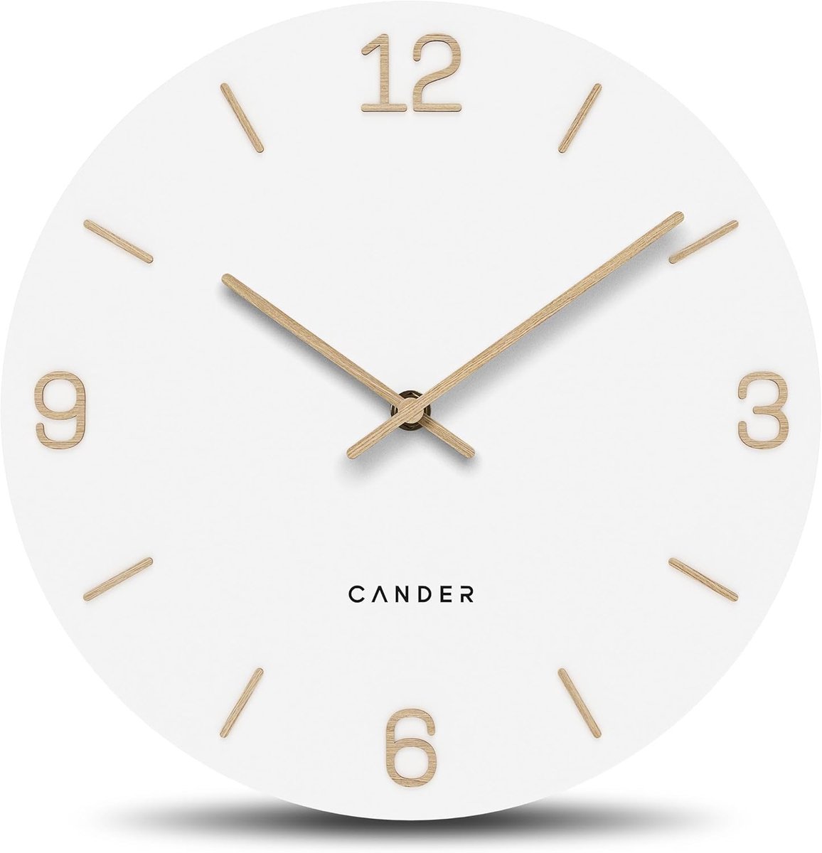 Thijox - Stille Wandklok 25 cm Analoog Modern Vintage Wit Houten Wijzers voor Woonkamer, Slaapkamer, Keuken en Kantoor