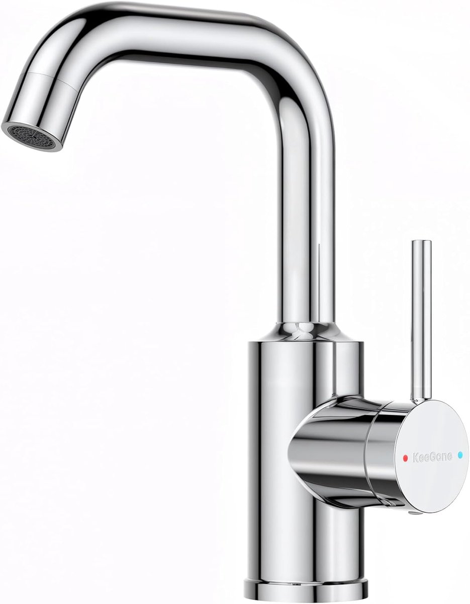 SnelShoppen - Bathroom Faucet 360° Rotatable, RVS Mengkraan met Warm/Koud Water, Eenvoudige Installatie voor Badkamer, Chroom Afwerking, Modern Design