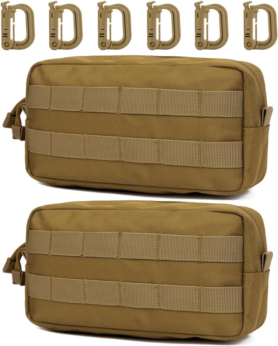 SnelShoppen - Molle EDC Utility Heuptas - Tactische Heuptas met 3 Haken voor Outdoor, Hiking, Jagen, Kamperen, Training - 2 Stuks Inclusief 6 Haken