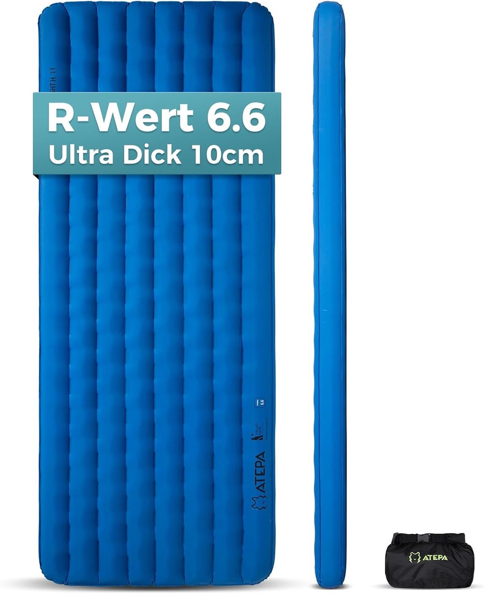 SnelShoppen - Ultralight Isolatied mat voor Camping en Backpacking - 6.6 R-Value Thermische Luchtmatras - Compact en Extra Groot 198 x 69 cm met Draag