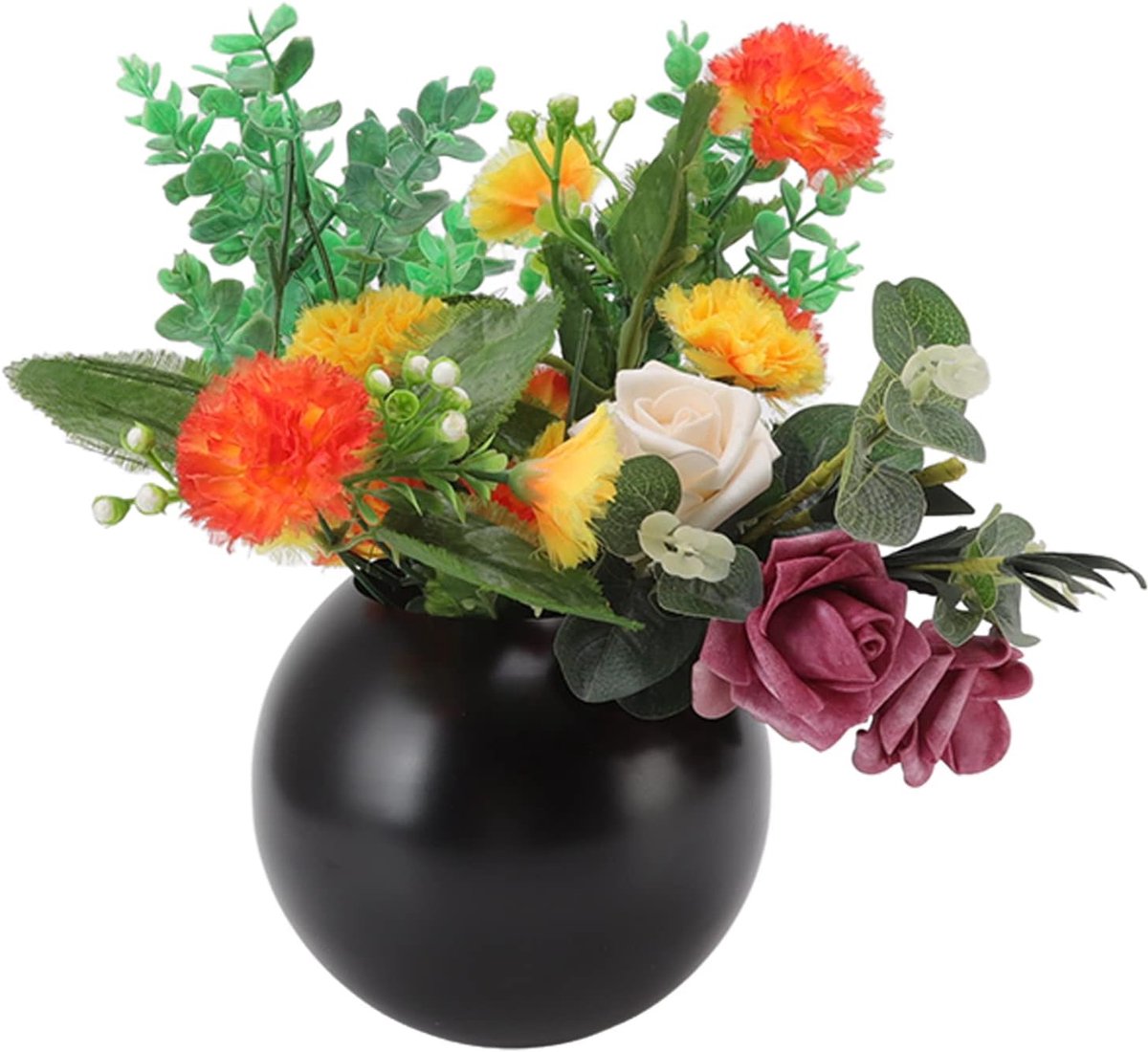 SnelShoppen - Bubble Bowl Flower Vase - Kleine Ronde RVS Ballenvase - Matte Zwarte Decoratie voor Bruiloften, Evenementen, Huis en Kantoor