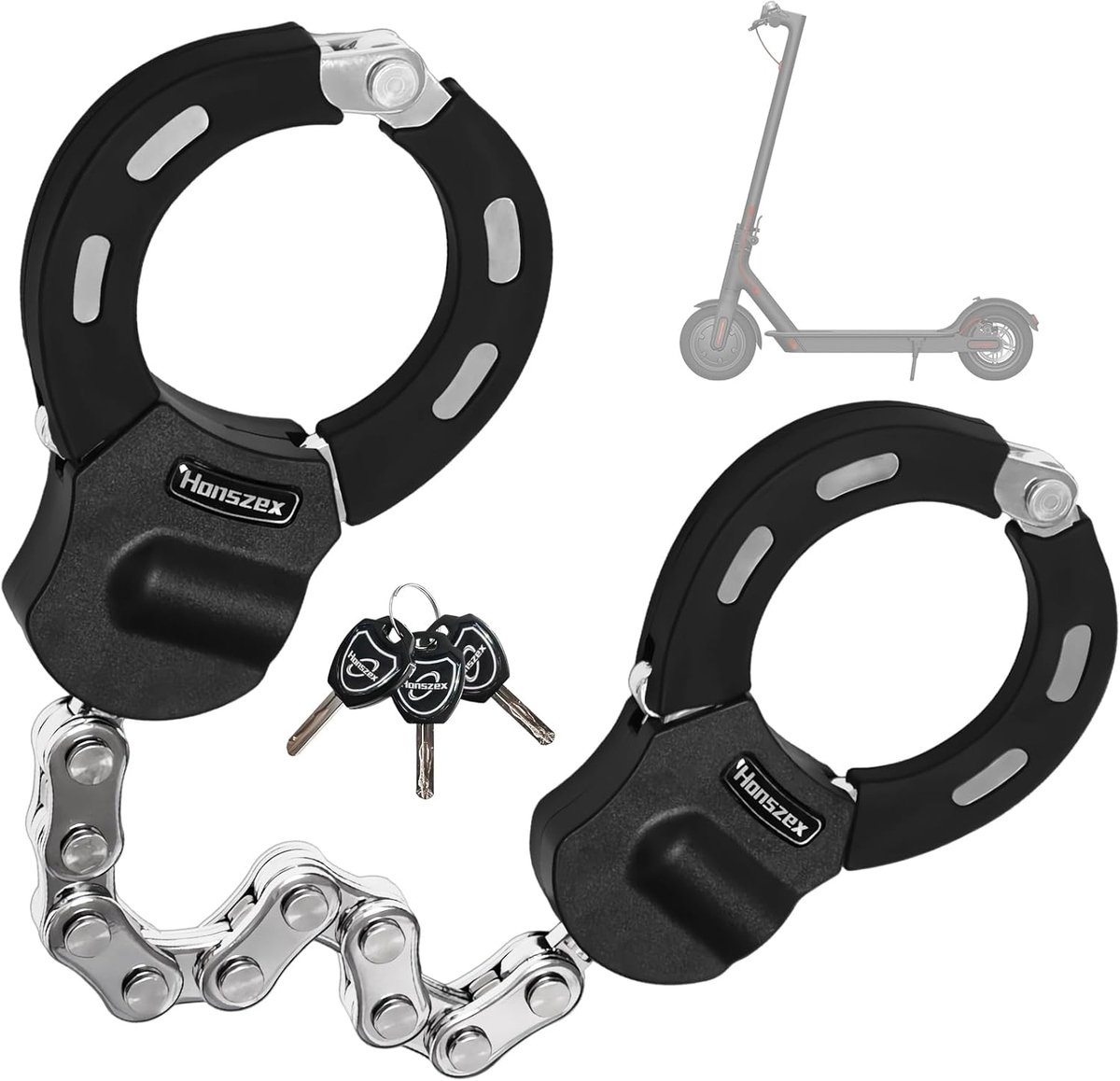 SnelShoppen - E-Scooter Lock Handcuffing 23.62 Inch - Hoge Veiligheid E-Scooter Slot met Sleutel en Waterdichte EVA Tas - Geschikt voor Elektrische Fi