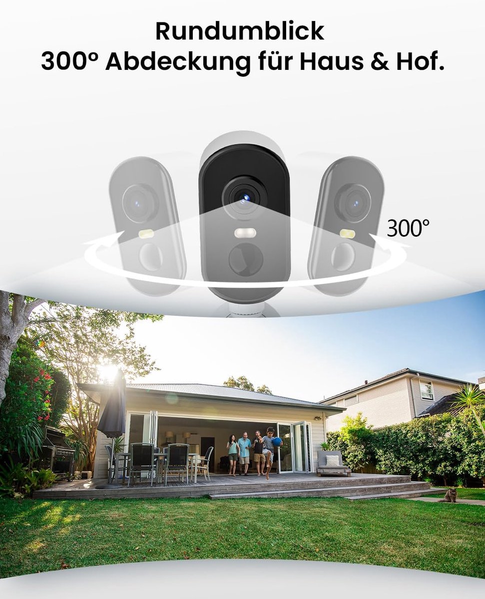 SnelShoppen - 2K Outdoor Beveiligingscamera met Accu, Magnetische Bevestiging, Bewegingsdetectie, WiFi, Draadloos, 2-Weg Audio, Kleuren Nachtzicht, IP
