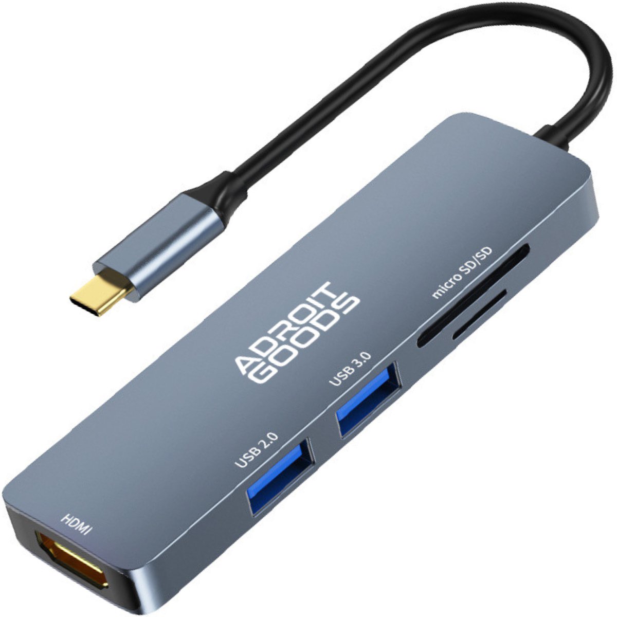 AdroitGoods USB-C Hub 5-in-1 HDMI 4K Adapter USB 3.0 Multiport Dock SD TF Kaartlezer Voor Laptop Tablet MacBook USB-C Apparaten