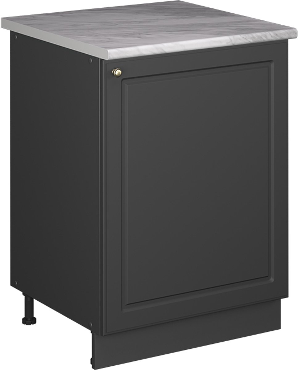 Vicco Keukenonderkast Fame-Line, Anthrazit-Gold Landhaus/Antraciet, 60 cm 1 deur met werkblad