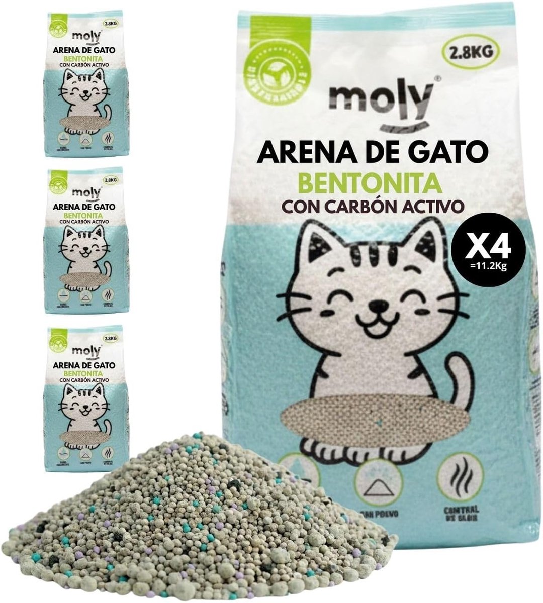 SnelShoppen - Bentoniet Kattenbakvulling met Actieve Kool - 11,2 kg - Hoge Absorptie - Lavendel- en Talkgeur - Stofvrij en Hygiënisch - 15 liter