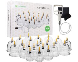 HABYS - 24-delige cupping set inclusief pomp - met 24 cuppingbekers - massage cups - cellulite behandeling