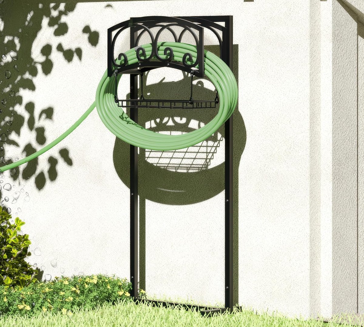 Thijox - Vrijstaande Tuinslanghouder - Heavy Duty Metalen Standaard voor 45,7 m Tuinslang - Robuuste Outdoor Organizer en Opbergrek voor Tuinaccessoir