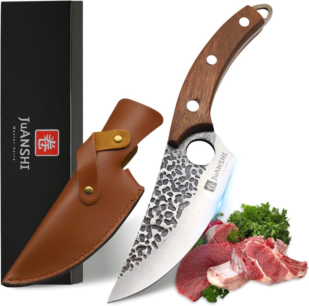 SnelShoppen - Professionele Handgemaakt Chef Mes 15.5cm - Multifunctionele Keukenmes, Broodmes, Steakmes, Viking Mes, Boning Mes voor Koken, Perfecte