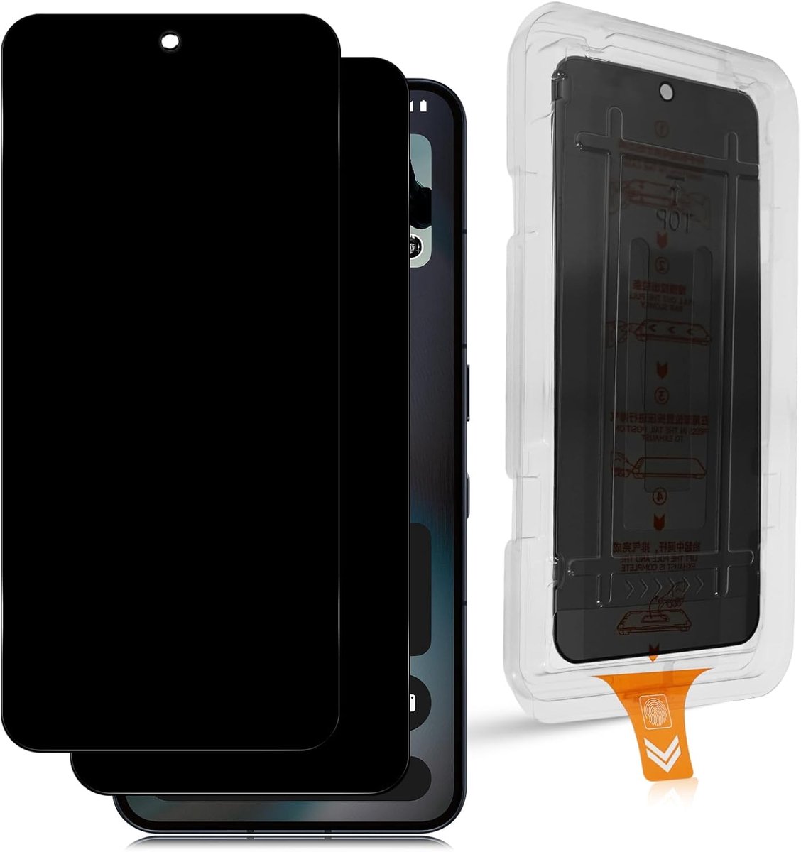 SnelShoppen - Datree Inkijkbescherming voor Smartphone, Privacyfolie 9H Hardheid, Anti-Spy, Anti-Kras, 2 Stuks, Auto-Installatie, Anti-Vingerafdruk, Z