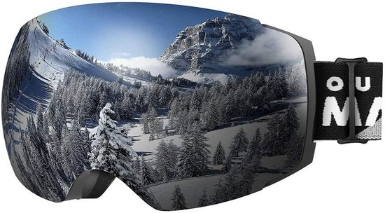 Thijox - OutdoorMaster skibril PRO - Frameloze verwisselbare lens, 100% UV400 bescherming, skisnowboardbril voor heren, dames en jeugd - Zwart, VLT10%