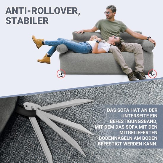 Thijox - Opblaasbare Sofa voor Outdoor Camping, Luchtsofa met Rug- en Armleuning, Comfortabele Opblaasbank voor Binnen, Buiten, Feesten, Reizen, Stran — afbeelding 5