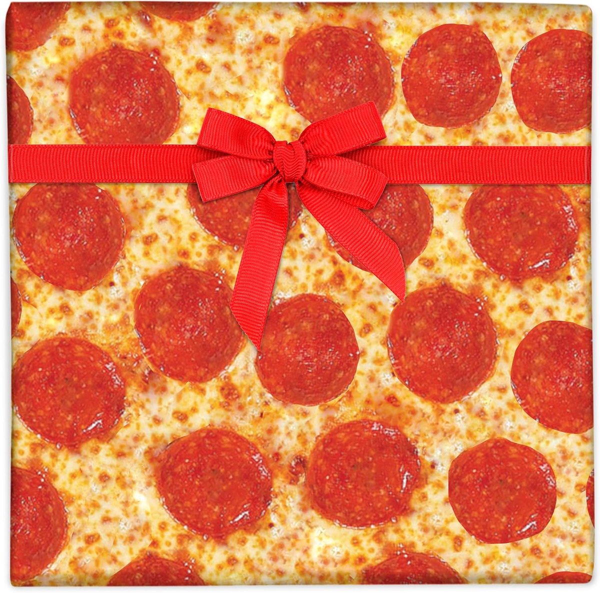 Thijox - Pizza Inpakpapier - 6 Vellen Grappig Verjaardagscadeaupapier voor Mannen, Vrouwen & Kinderen - Met Leuke Stickers - Recycleerbaar Cadeaupapie