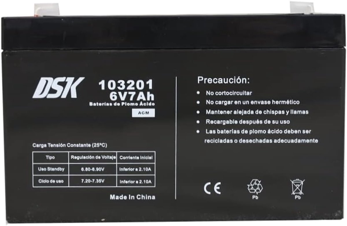 SnelShoppen - Sealed 6V AGM Accu 7Ah - Ideaal voor Kinderen's Auto's, Elektrische Motoren, Scooters, Alarmsystemen en Elektrische Speelgoed