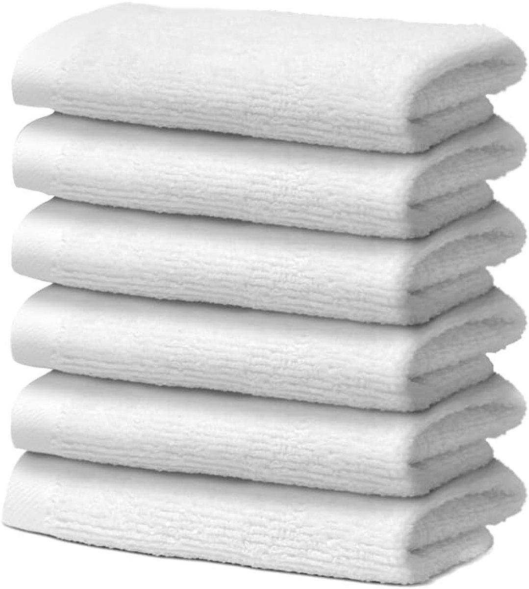 SnelShoppen - Set van 6 Gezichtsdoekjes 30x30 cm - 100% Katoen - Extra Absorberend en Sneldrogend voor Badkamer, Spa en Gym - Wit
