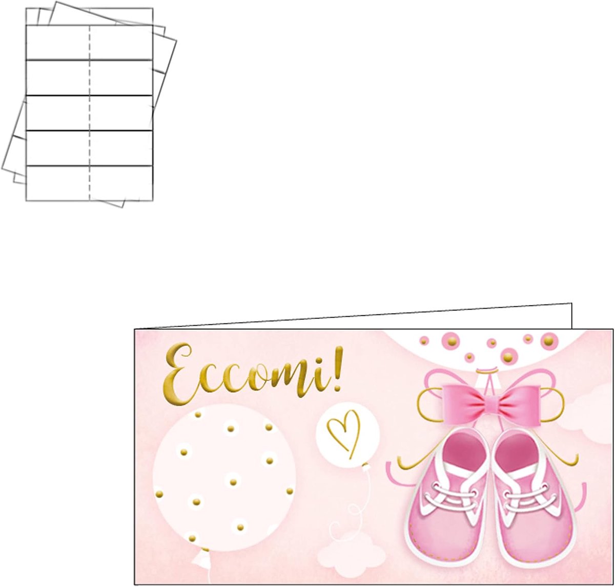 SnelShoppen - ARKRAFT Geboorte Kaarten voor meisjes, 20 stuks, 300g Karton, Makkelijk te Peel Off, Perfect voor Babyshower en Geboorte Feesten