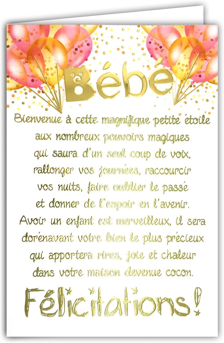 SnelShoppen - Luxe Geboortekaart met Goudopdruk 'Heilisttüten' - 11,5 x 17 cm - Duurzaam Papier - Inclusief Envelop - Perfect voor Babyshower en Geboo