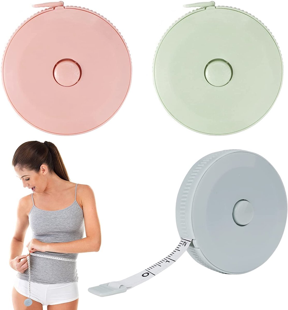 SnelShoppen - 3 Pcs Retractable Tailor Tape Measure - Body Tape Measuring - Soft Tape voor Naaiwerk - Dubbelzijdige Meetlint 150cm - Ideaal voor Taill