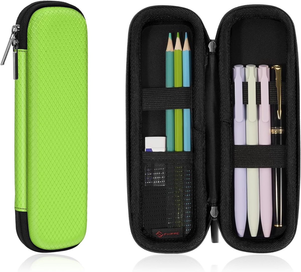 SnelShoppen - Compacte en Stijlvolle Pennen Etui - Hard EVA Schokbestendige Pencil Case voor School en Kantoor - Groene Kleine Pencil Case voor 4-8 Pe