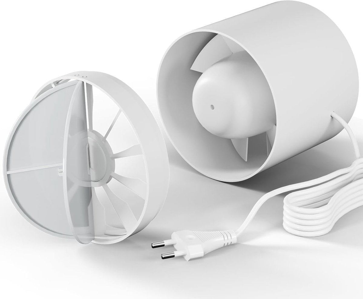 SnelShoppen - 100mm Hoogwaardige Inline Ventilator, Stil en Duurzaam voor Verbeterde Luchtkwaliteit, Ideaal voor Kweektenten, Kantoor, Huisdieren en K