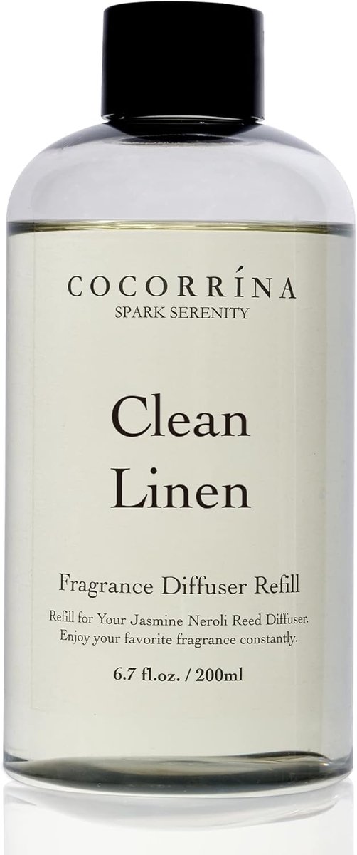 SnelShoppen - Clean Linen Geurolie 200 ml Navulling voor Stokdiffuser, Frisse Lucht, Waslijn en Lelietjes van Dalen Geur voor Thuis, Slaapkamer, Badka